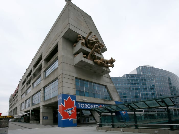 Mar 26, 2020; Toronto, Ontario, CAN; A general view of Rogers Centre during the afternoon of the postponed season opener between the Boston Red Sox and the Toronto Blue Jays. The game was postponed due to the coronavirus COVID-19 pandemic.